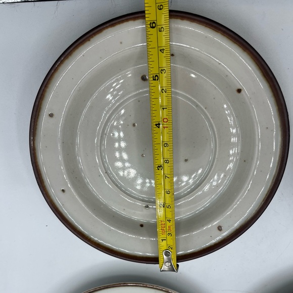 Vtg Dansk 4 Sets Mugs Cups Saucers Sandstone Brown Band NIELS REFSGAARD Denmark - Picture 4 of 9